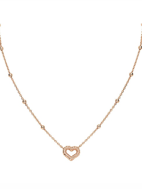 AMEN COCCOLE Colier cu inimă torchon și sfere Trandafir - Lănțișoare