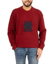 TOMMY HILFIGER TH Pulover cu guler rotund din bumbac și logo - Pulovere pentru bărbați