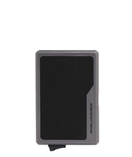 PIQUADRO BLACK SQUARE Portcard din piele și aluminiu negru - Portofele bărbați - 1