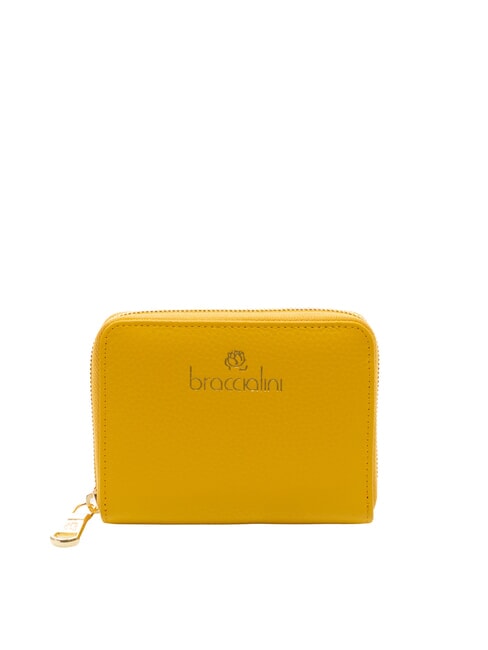 BRACCIALINI BASIC Portofel din piele mic cu fermoar galben - Portofele femei