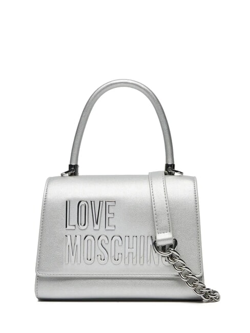 LOVE MOSCHINO BOLD LOVE Geantă tip servietă cu curea de umăr argint - Genți femei