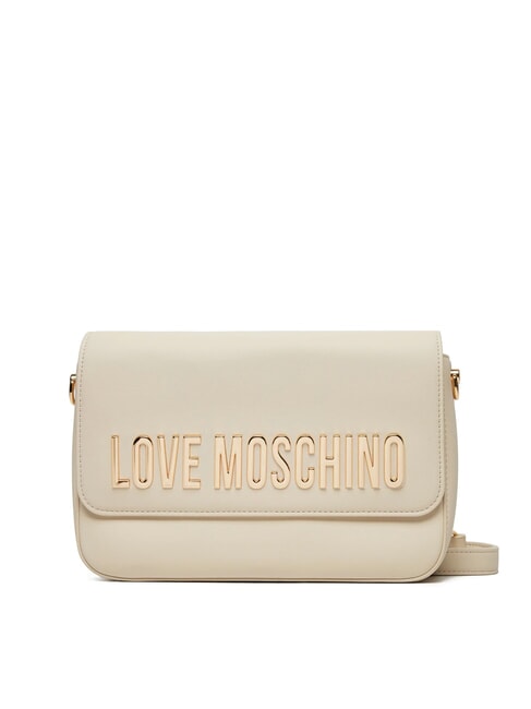 LOVE MOSCHINO LAMINATED BOLD LOVE Geantă de umăr cu clapă fildeş - Genți femei