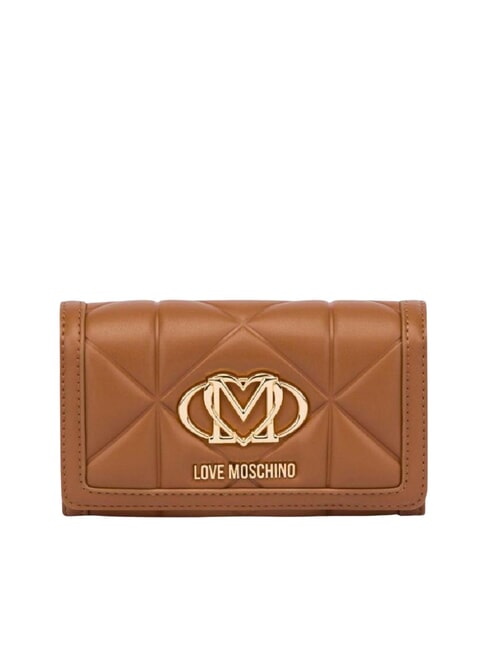 LOVE MOSCHINO LOVE EMBOSSED Portofel mare cu clapă cămilă - Portofele femei