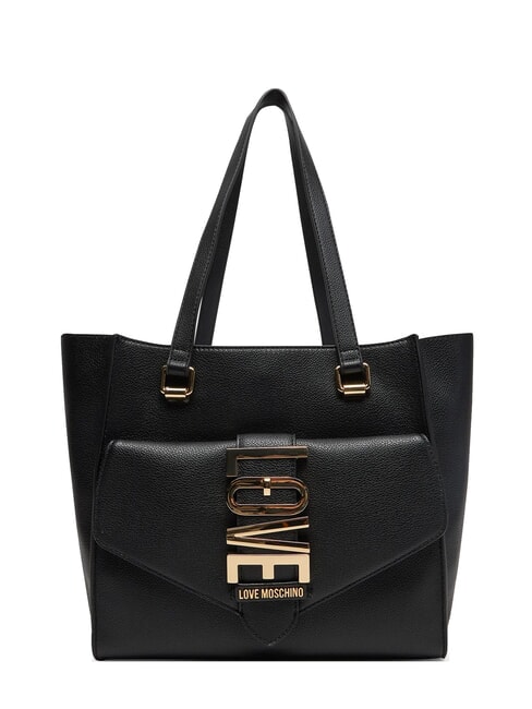 LOVE MOSCHINO LOVEBUG Geantă de cumpărături de umăr cu buzunar negru - Genți femei