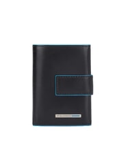 PIQUADRO BLUE SQUARE Portofel trifold din piele și monede negru - Portofele bărbați - 1