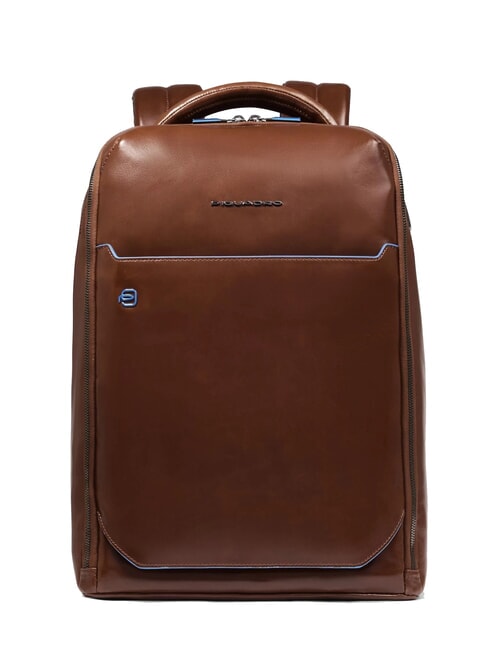 PIQUADRO BLUE SQUARE Rucsac din piele, suport laptop 14". BROWN - Rucsacuri pentru laptop
