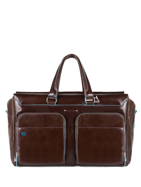 PIQUADRO BLUE SQUARE Geantă de voiaj din piele, suport pentru laptop de 15" MAHOGANY - Genți de voiaj