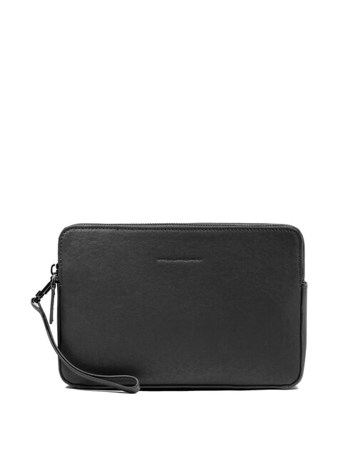 PIQUADRO BLACK SQUARE Geantă clutch bărbătească din piele cu mâner negru - Husă pentru tabletă și organizator
