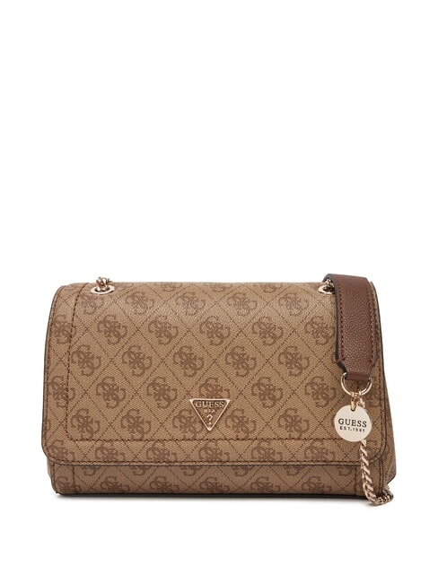 GUESS NOELLE 2 Geantă convertibilă cu clapă logo latte / maro - Genți femei