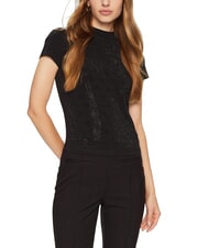 GUESS MOCK NECK ALL OVER 4G Tricou slim fit cu strasuri - tricou