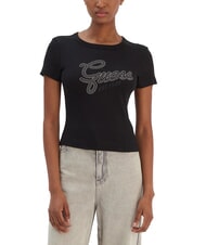 GUESS STUDS SCRIPT Tricou slim fit cu m&acirc;necă scurtă jetbla - tricou - 1