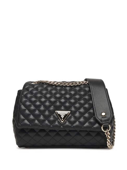 GUESS EVERLEE Geantă de umăr matlasată, geantă crossbody BLACK - Genți femei