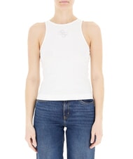 GUESS NEW SL ROUND GUENDALINA Top cu logo cu strasuri 4G alb purpuriu - tricou - 1