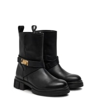TOMMY HILFIGER BIKER Ghete din piele cu cataramă - Pantofi femei
