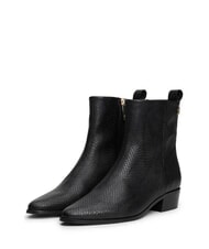 TOMMY HILFIGER LOW COWBOY Ghete cu v&acirc;rf ascuțit din piele imprimată negru - Pantofi femei - 1