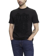 GUESS FLOCK Tricou cu m&acirc;necă scurtă, croială regulată jetbla - tricou - 1