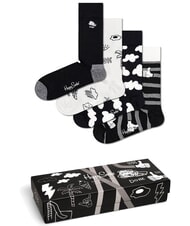 HAPPY SOCKS BLACK AND WHITE Set cadou 4 perechi de șosete 9100 - Șosete pentru bărbați - 1