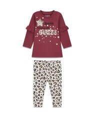 GUESS KIDS MINI ME Set tricou cu m&acirc;necă lungă și colanți roșu de sală de bal - Salopete și ținute pentru bebeluși - 1
