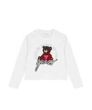GUESS KIDS Tricou cu m&acirc;necă lungă și ursuleț de pluș - Tricou copil