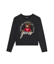 GUESS KIDS Tricou cu m&acirc;necă lungă și ursuleț de pluș - Tricou copil