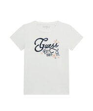 GUESS KIDS Tricou cu m&acirc;necă scurtă pentru fete, cu imprimeu alb purpuriu - Tricou copil - 1