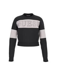 GUESS KIDS Hanorac cu guler rotund și dungi și logo - Hanorac pentru bebeluși