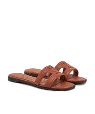 TOMMY HILFIGER TH LOGO STRAP Papuci de casă din piele scoarță de scorțișoară - Pantofi femei - 1