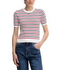 TOMMY HILFIGER TH JEANS Cămașă din bumbac cu m&acirc;necă scurtă dungă albă/bleumarin - tricou - 1