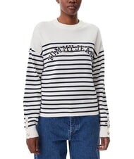 TOMMY HILFIGER VARSITY Pulover din bumbac cu guler rotund și logo alb antic - Pulovere pentru femei - 1