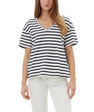 TOMMY HILFIGER TH Tricou cu croială lejeră și decolteu &icirc;n V ecru breton/bleumarin &icirc;nchis - tricou - 1