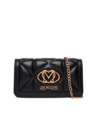 LOVE MOSCHINO EMBOSSED Geantă de umăr mini din metal negru - Portofele femei - 1