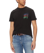 TOMMY HILFIGER TH JEANS Tricou cu m&acirc;necă scurtă și logo-uri multicolore negru - tricou - 1
