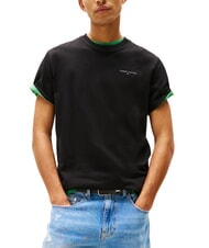 TOMMY HILFIGER TH JEANS Tricou cu m&acirc;necă scurtă și imprimeu cu logo negru - tricou - 1