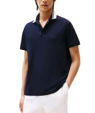 TOMMY HILFIGER TH Tricou polo cu m&acirc;necă scurtă și guler cu dungi cerul deșertului - maiou Polo - 1