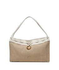 COCCINELLE ISABELA CANVAS Geantă hobo din p&acirc;nză și piele natural/alb - Genți femei - 1