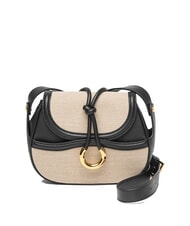 COCCINELLE CARMY CANVAS Geantă de umăr din piele și p&acirc;nză natural / noir - Genți femei - 1