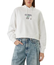 GUESS JEANS DROP BAKER CROP Hanorac cu gluga alb purpuriu - Hanorace pentru femei - 1