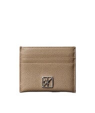 CALVIN KLEIN HARDWARE EMBLEM PEBB Portcard plat din piele taupe de deșert - Portofele femei - 1