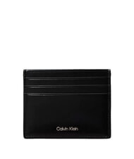 CALVIN KLEIN RAISED LOGO Portcard plat din piele pe negru - Portofele bărbați - 1