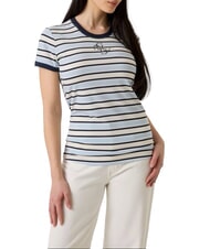 GUESS STRIPED MINI 4G LOGO Tricou cu dungi alb crem și umbră - tricou - 1