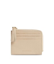 COCCINELLE TASSEL Suport card cu fermoar din piele ciocanita scoică de nisip - Portofele femei - 1