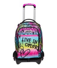 SEVEN COLOUR EXPRESSION Rucsac tip troler cu 3 roți, detașabil ROSU RODAMINĂ - Rucsacuri cu role - 1