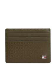 TOMMY HILFIGER TH EMBOSSED Suport card de credit, piele verde salcie - Portofele bărbați - 1