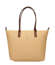 TOMMY HILFIGER POPETTE Geantă de cumpărături de umăr, XL nisip mono - Genți femei - 1