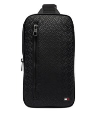 TOMMY HILFIGER TH EMBOSSED FLAG Geantă pe un singur umăr negru - Borsete de br&acirc;u - 1