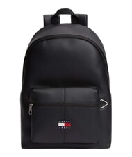 TOMMY HILFIGER TJ ESS DAILY PU Rucsac cu buzunar frontal negru - Rucsacuri pentru școală și timp liber - 1