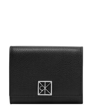 CALVIN KLEIN HARDWARE EMBLEM PEBB Portofel cu fermoar, din piele pe negru - Portofele femei - 1
