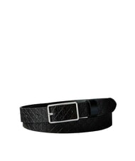 CALVIN KLEIN LOGO ALL OVER Curea de piele negru / nichel strălucitor - Curele - 1