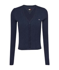 TOMMY HILFIGER TH JEANS Cardigan cu m&acirc;necă lungă melanj bleumarin noapte &icirc;ntunecată - Pulovere pentru femei - 1