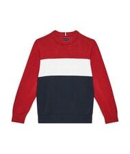 TOMMY HILFIGER TH Pulover cu guler rotund din bumbac blocuri de culoare rwb - Tricou copil - 1